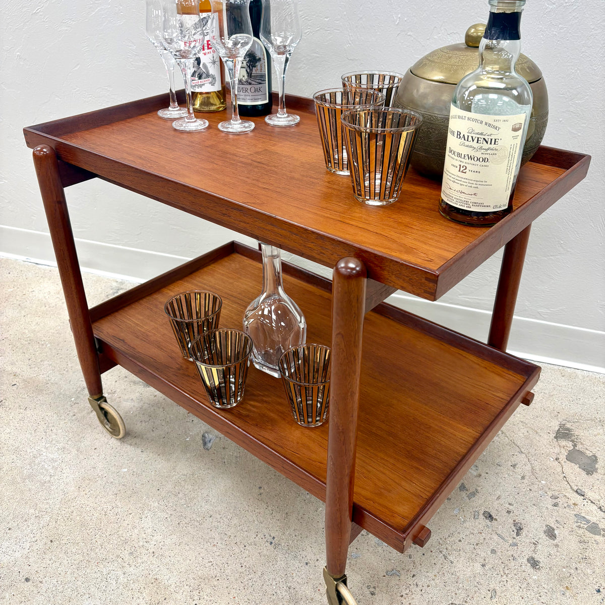 Mid Century Teak Extendable Bar Cart By Poul Hundevad - Denmark