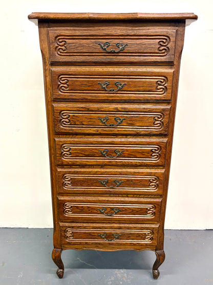 Antique Louis XV Style Oak Semainere/Seven Drawer Chest - France