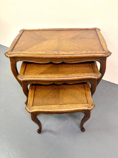 French Louis XVI Style Nesting Set of Three Tables - France