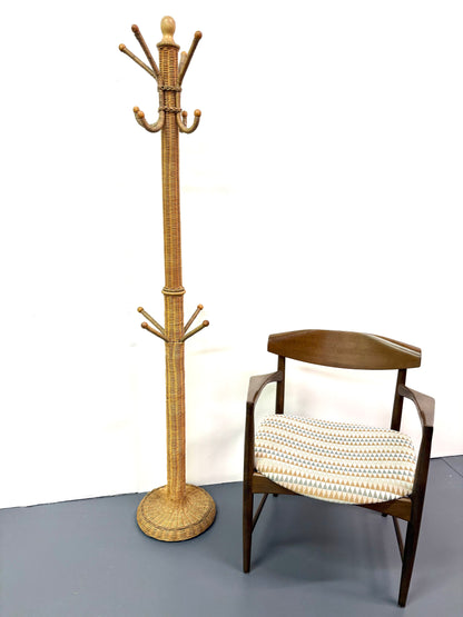 Italian Wicker & Bamboo Coat/Hat Rack Attributed to Frattelli Castano