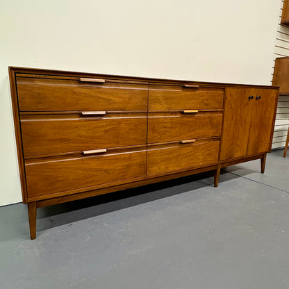 Mid Century Walnut 9 Drawer Dresser by American of Martinsville