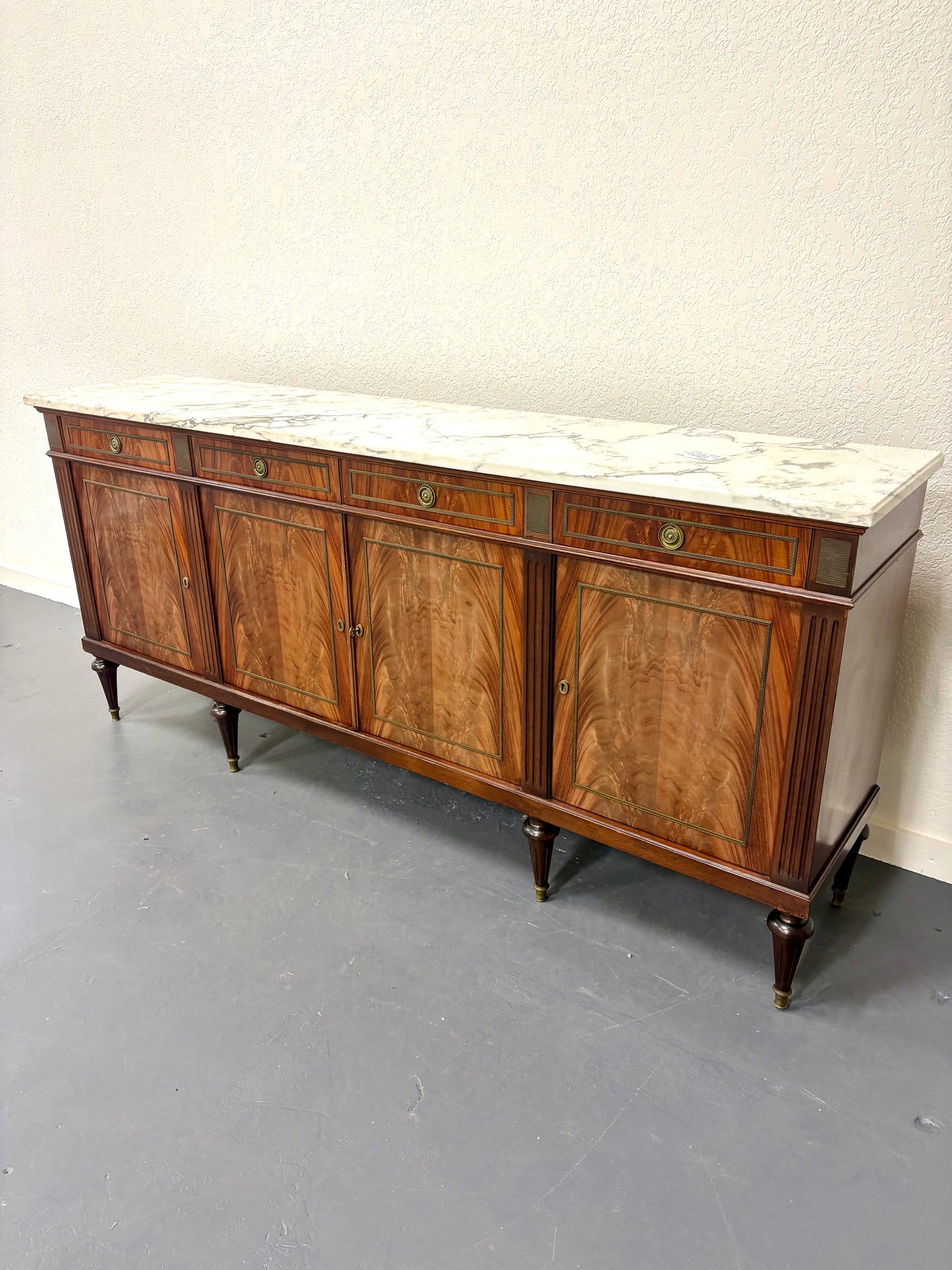 Antique Louis XVI Style Marble Top Sideboard - France