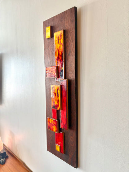 Fantastic Mid Century Tile & Walnut Art by Harris G. Strong -American
