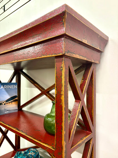 Antique Chinese Distressed Painted Etagere/Book Shelf