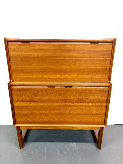 Mid Century Teak Cocktail Cabinet With Drop Down By Turnidge - England