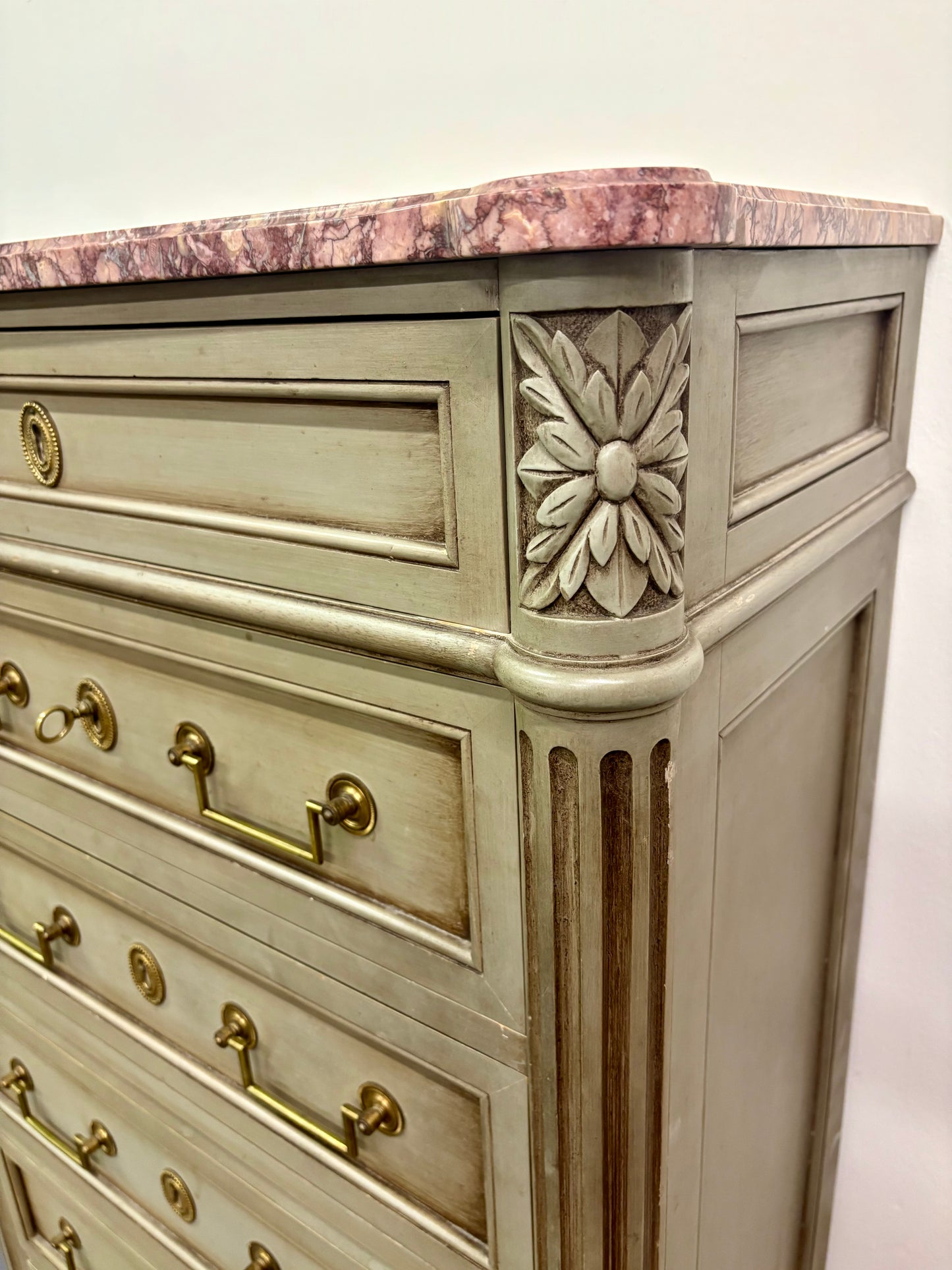 Louis XVI Style Painted Marble Top Semainier