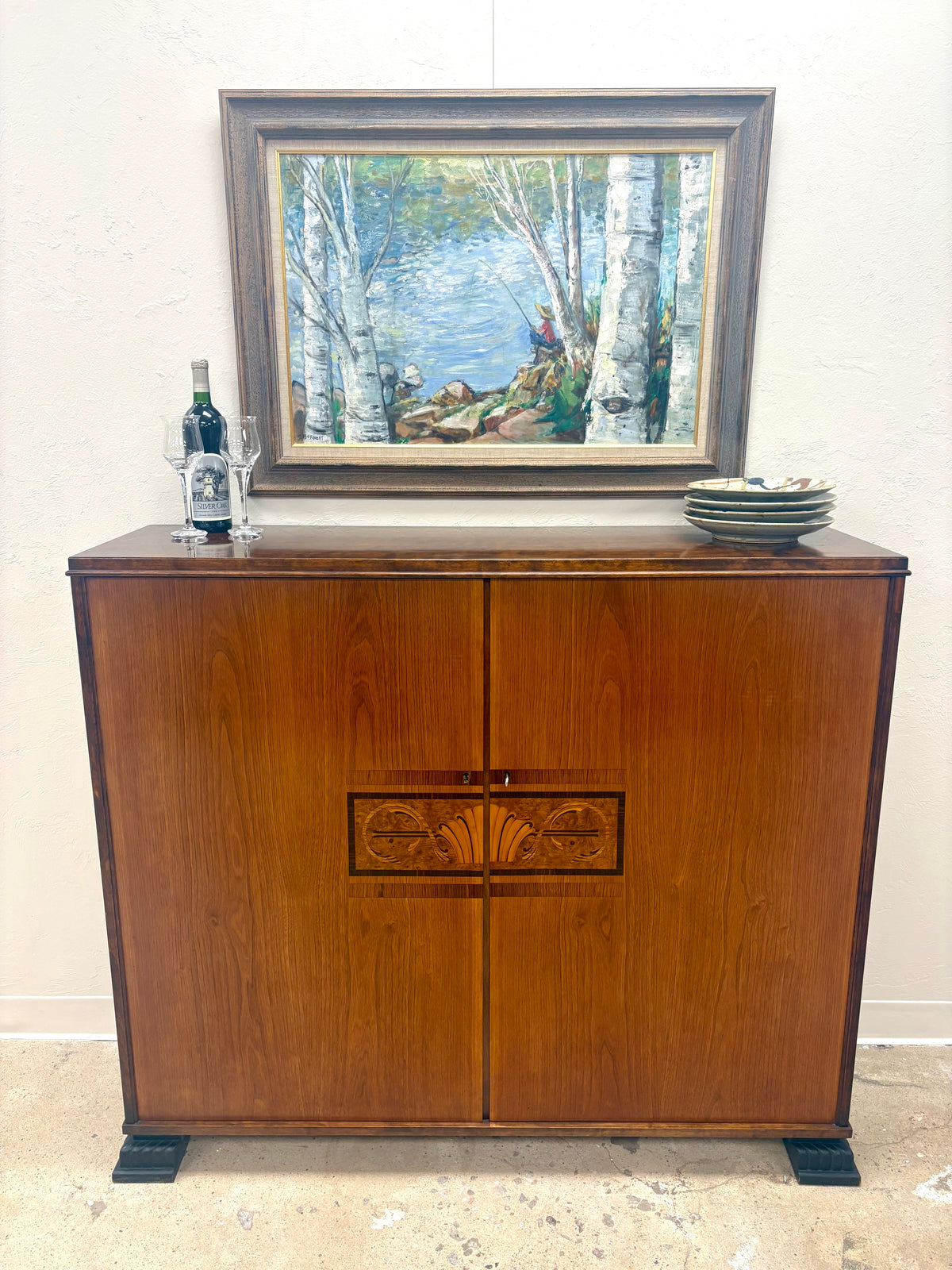 Antique Art Deco Walnut Cabinet - Sweden