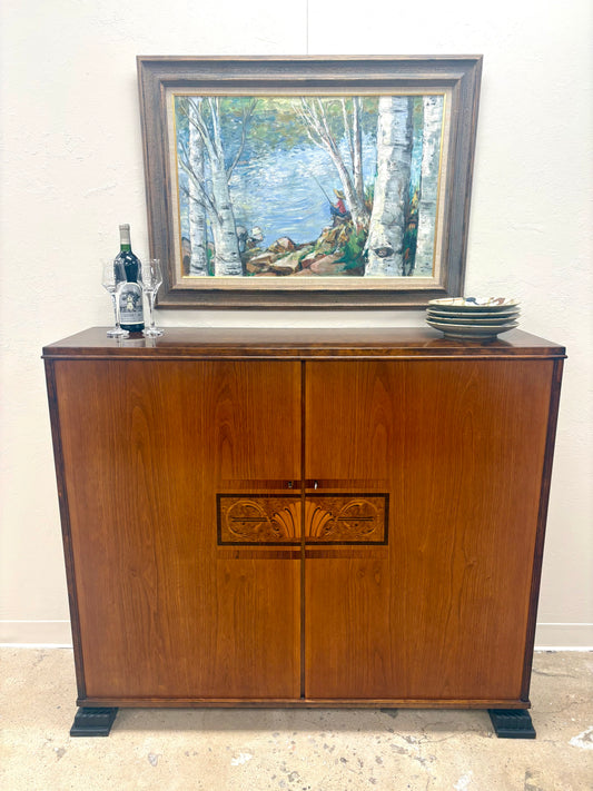 Antique Art Deco Walnut Cabinet - Sweden