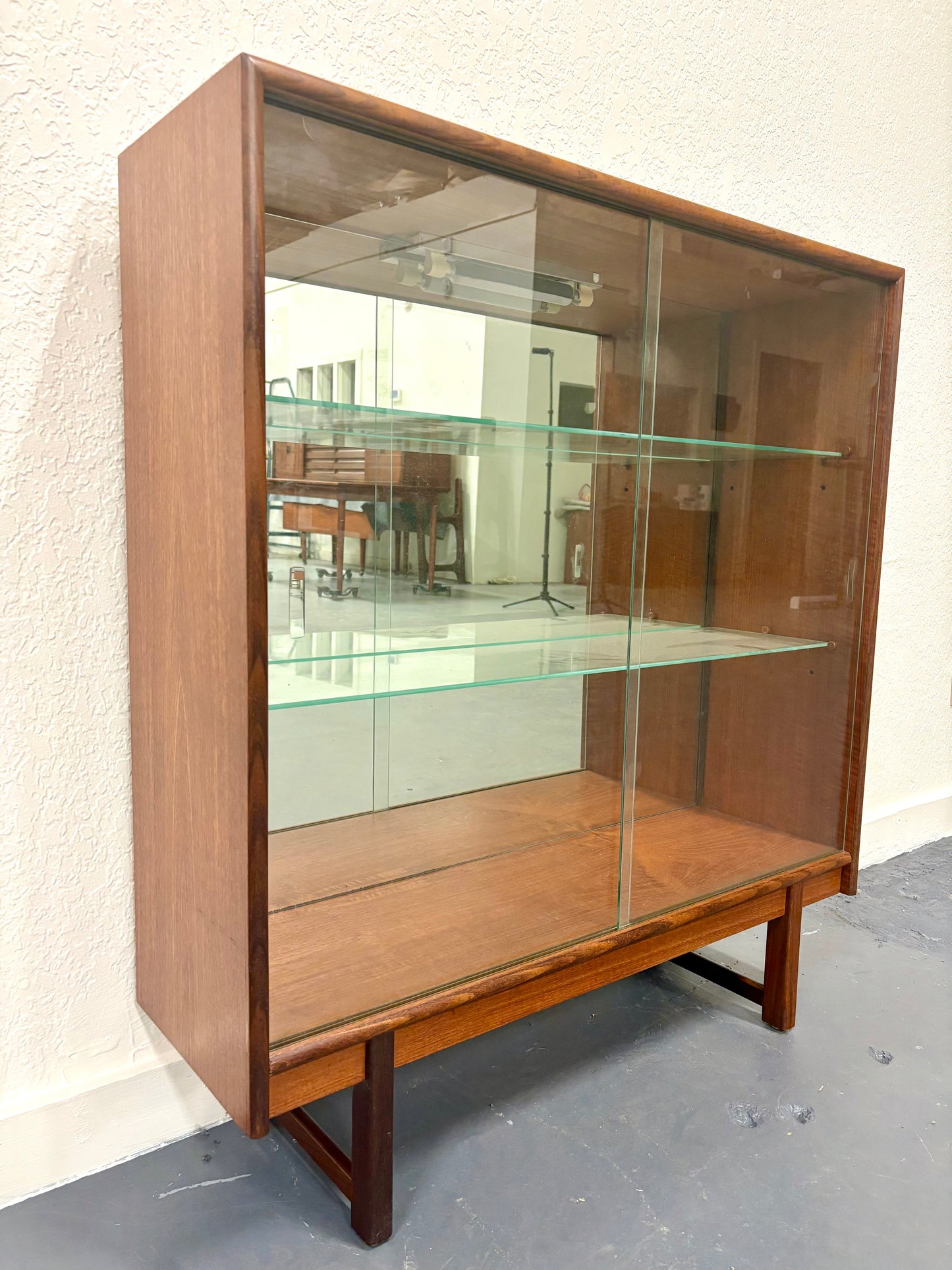 Mid Century Glass Front Mirrored Back Display Cabinet - England