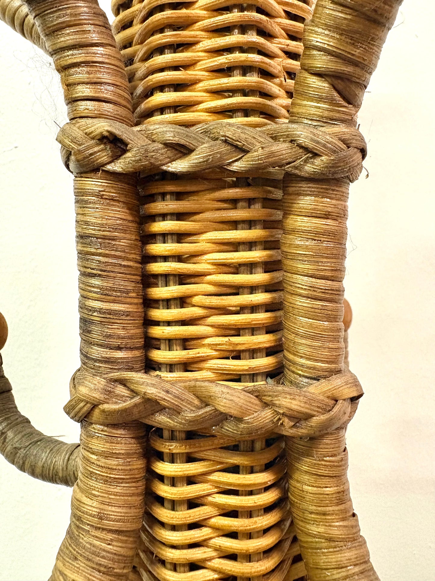 Italian Wicker & Bamboo Coat/Hat Rack Attributed to Frattelli Castano