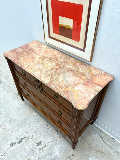French Louis XVI Style Marble Top Four Drawer Chest/Dresser #2 - France