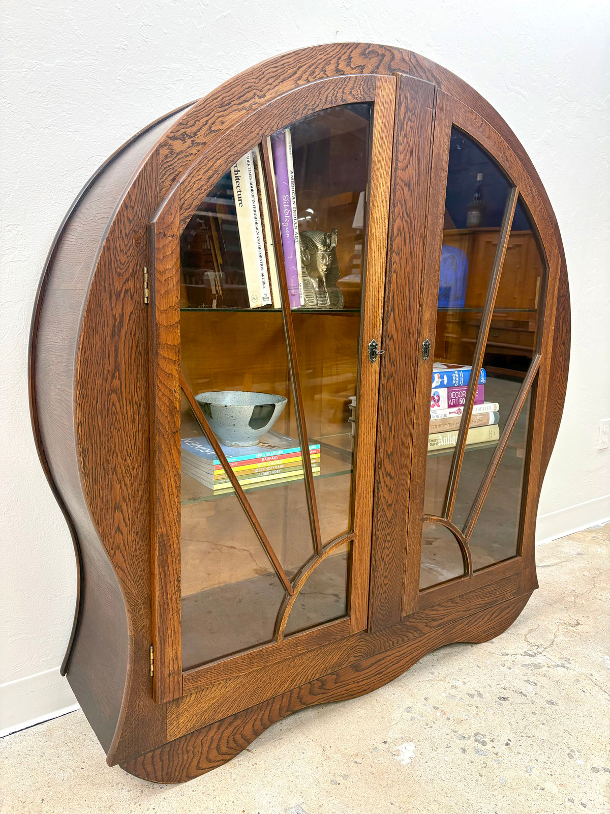 Antique Oak Art Deco Bookcase/Display Cabinet - England