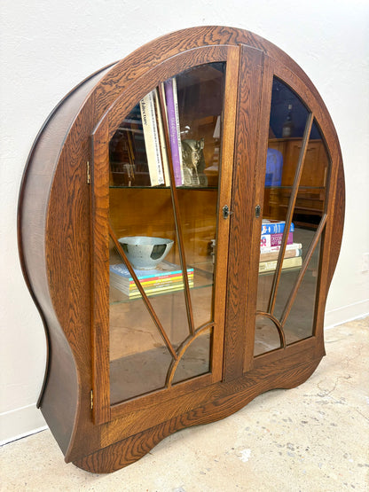 Antique Oak Art Deco Bookcase/Display Cabinet - England