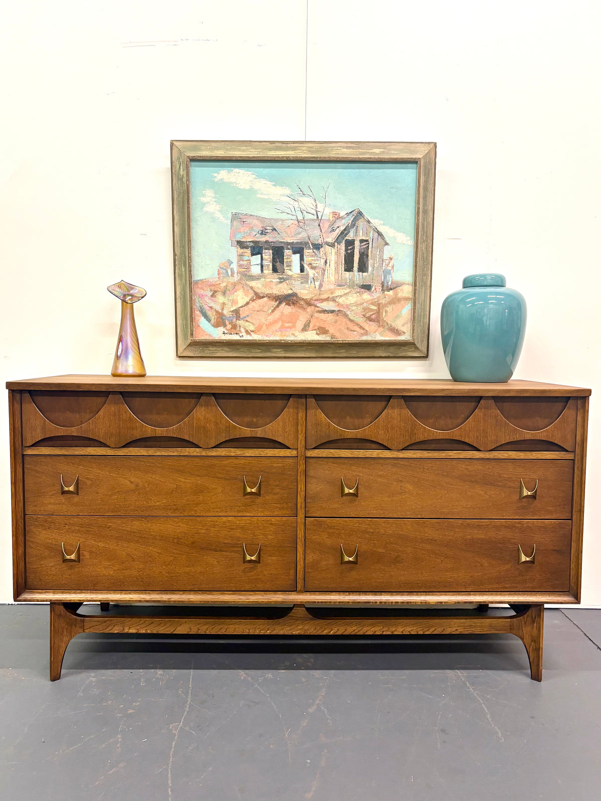 Mid Century Six Drawer Brasilia Design Dresser By Broyhill - American