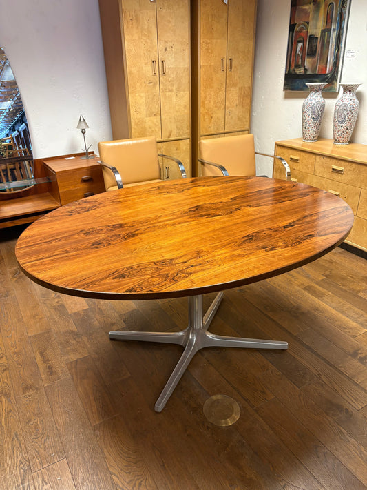 Mid Century Oval Rosewood & Chrome Dining Table