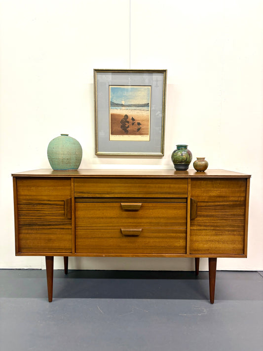 Mid Century Striped Afromosia Wood Mid Size Credenza/Sideboard