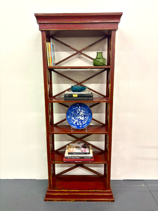 Antique Chinese Distressed Painted Etagere/Book Shelf