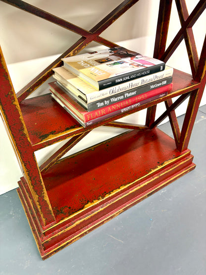 Antique Chinese Distressed Painted Etagere/Book Shelf
