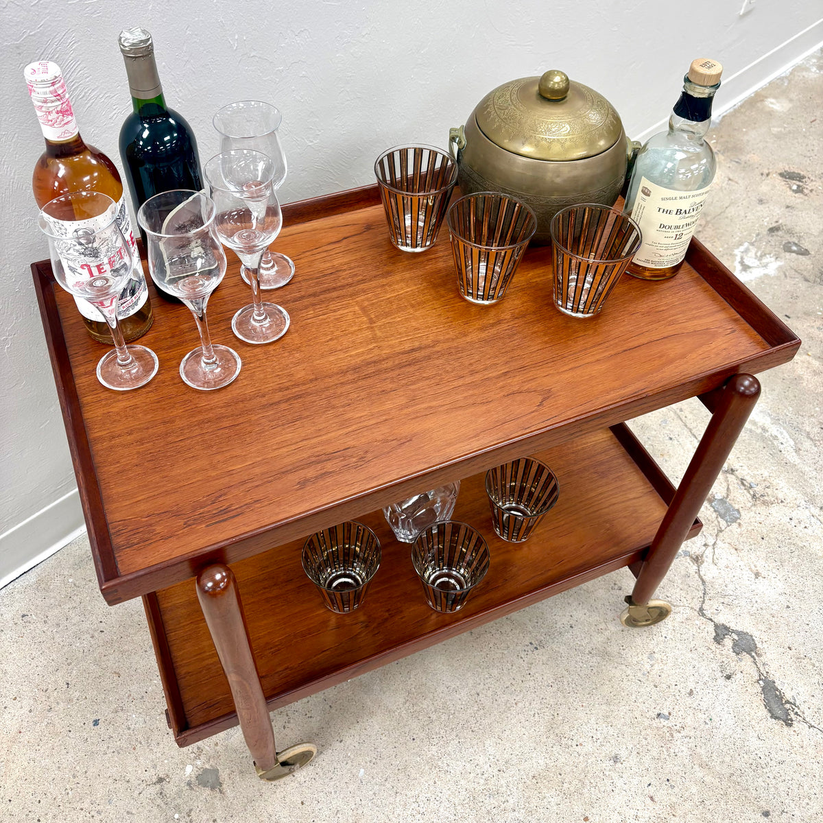 Mid Century Teak Extendable Bar Cart By Poul Hundevad - Denmark