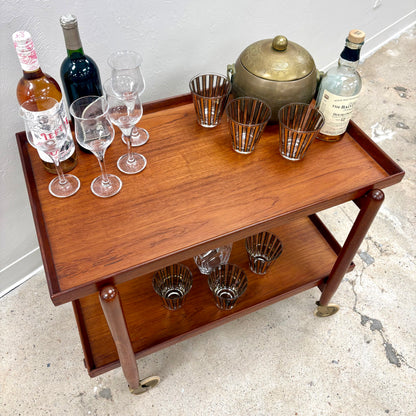 Mid Century Teak Extendable Bar Cart By Poul Hundevad - Denmark