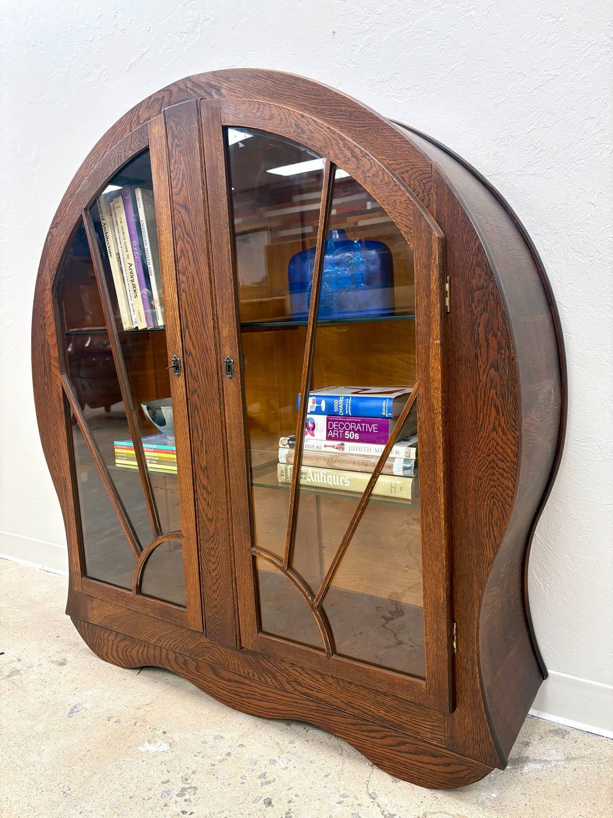 Antique Oak Art Deco Bookcase/Display Cabinet - England