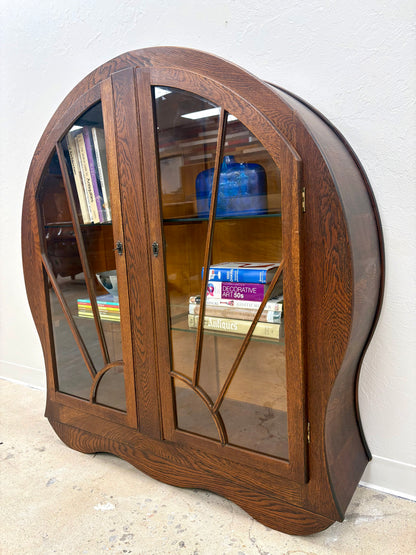 Antique Oak Art Deco Bookcase/Display Cabinet - England