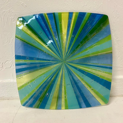 1960s LARGE HIGGINS FUSED GLASS DECORATIVE PLATTER