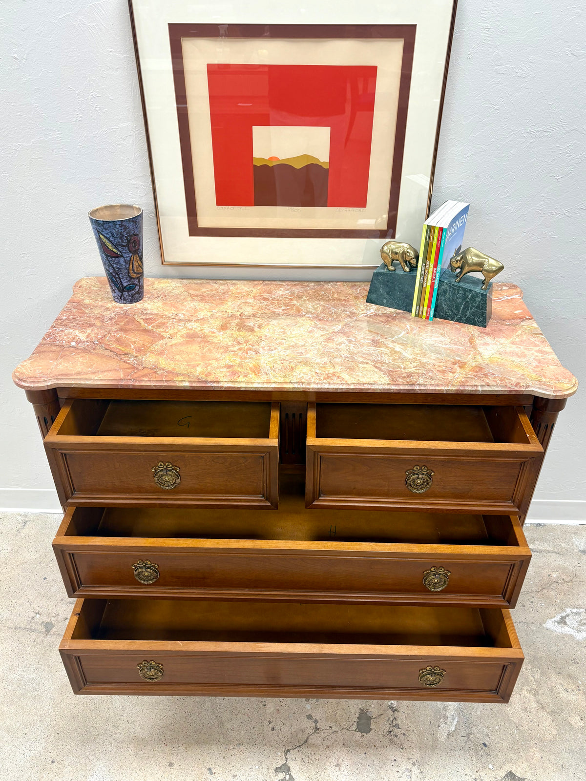 French Louis XVI Style Marble Top Four Drawer Chest/Dresser #2 - France