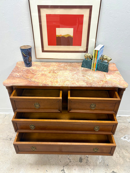 French Louis XVI Style Marble Top Four Drawer Chest/Dresser #2 - France