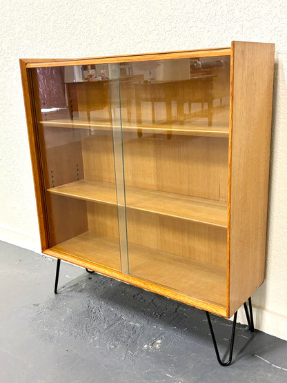 Mid Century Oak Glass Front Display Cabinet - England