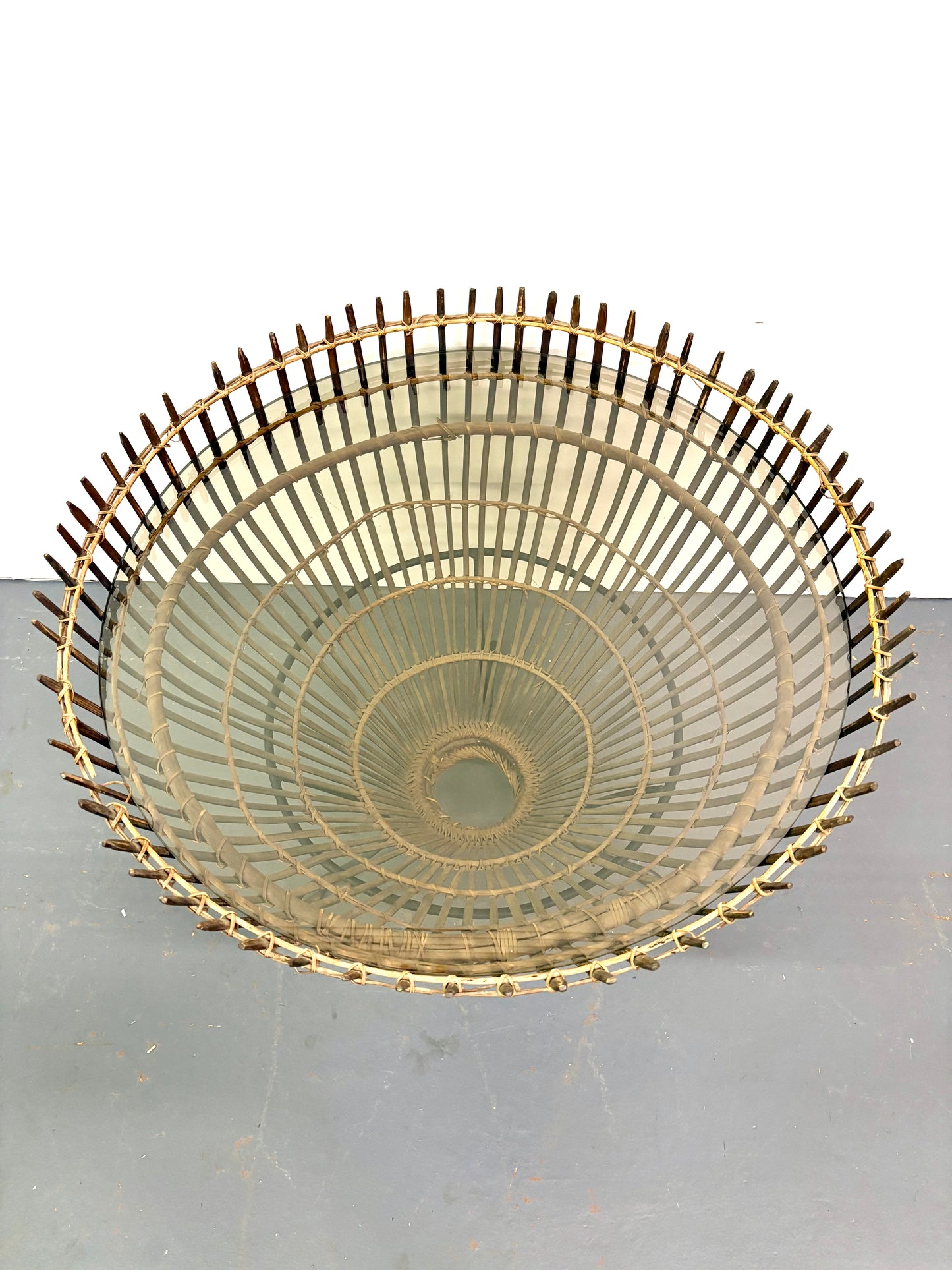 Mid Century “Fish Trap” Basket Side Table By Franco Albini