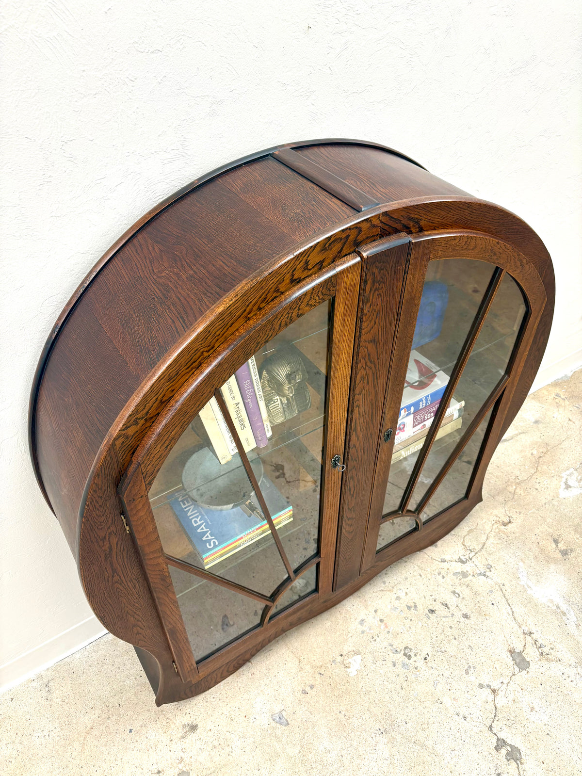 Antique Oak Art Deco Bookcase/Display Cabinet - England