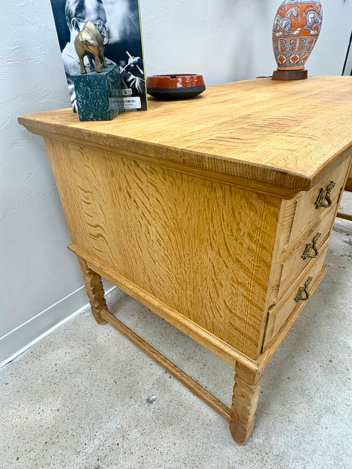 Vintage Mid Century Danish Oak Bookcase Front Desk - Denmark