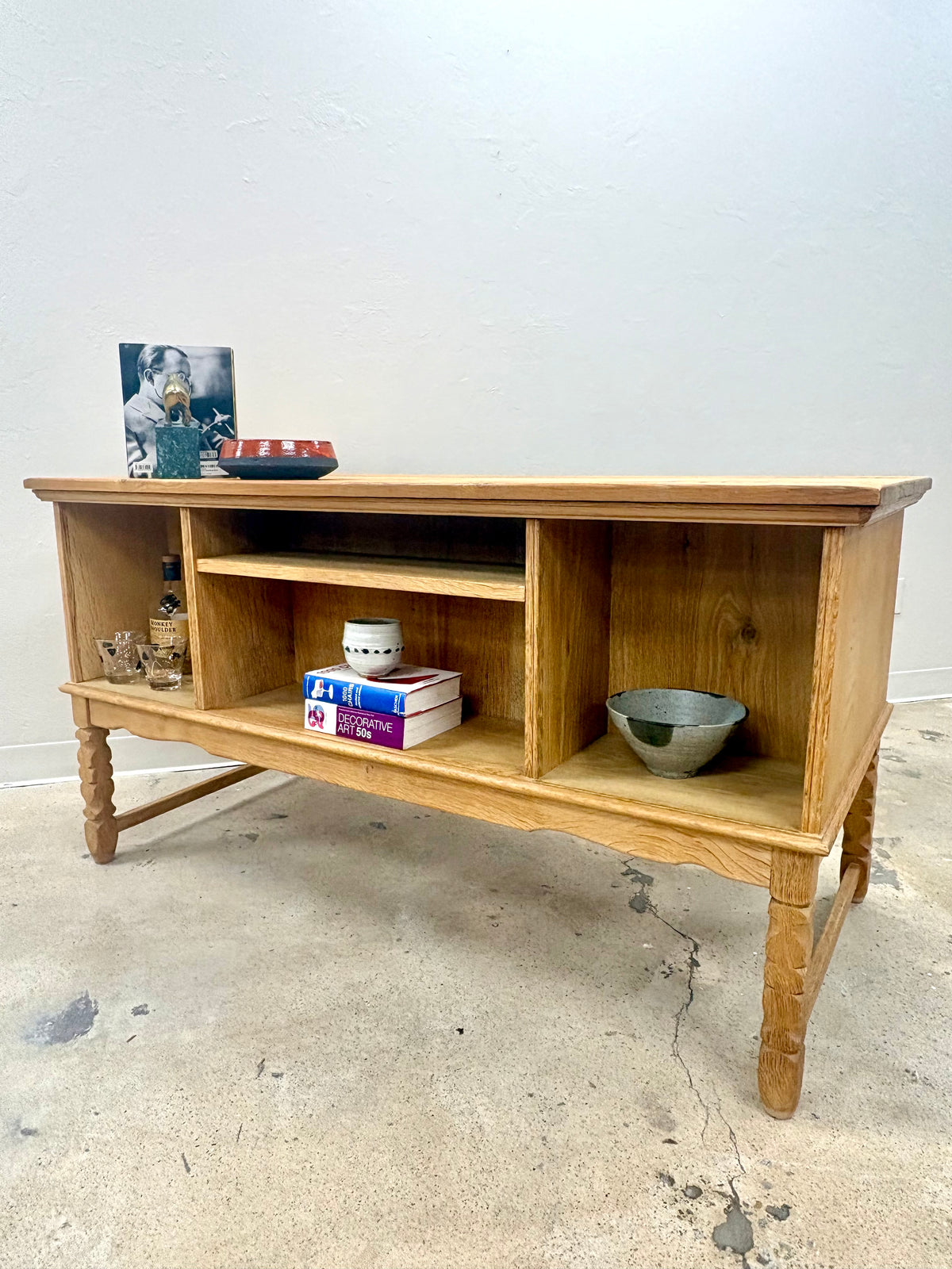 Vintage Mid Century Danish Oak Bookcase Front Desk - Denmark