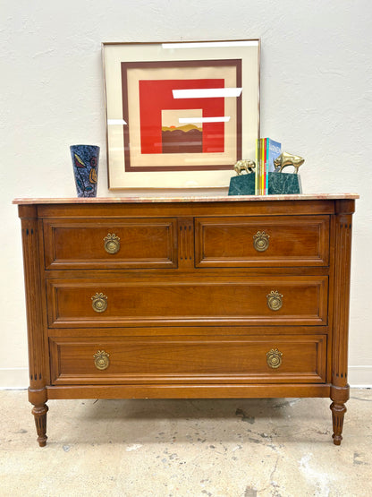 French Louis XVI Style Marble Top Four Drawer Chest/Dresser #2 - France