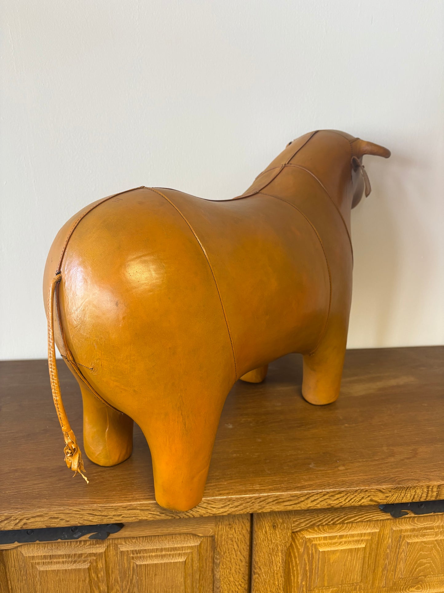 VINTAGE LEATHER BULL IN THE STYLE OF DIMITRI OMERSA
