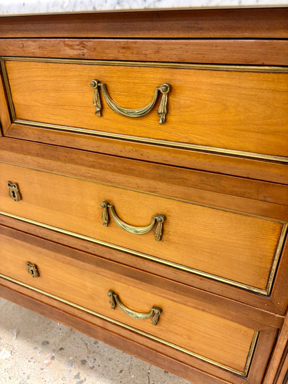 Antique French Louis XVI Style White Marble Top Four Drawer Chest - France