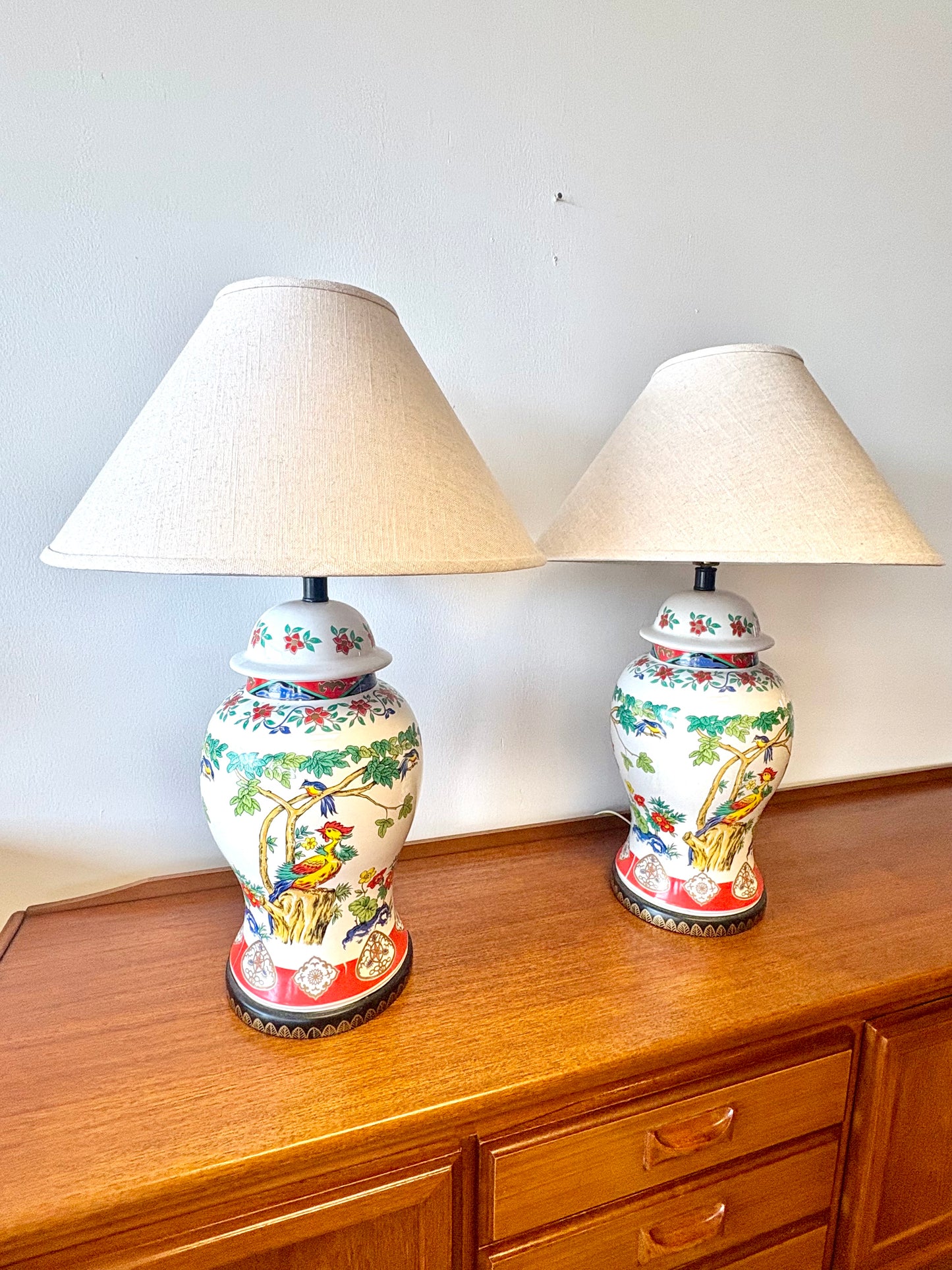 Mid Century Chinoiserie Style Pair of Table Lamps by Paul Hanson