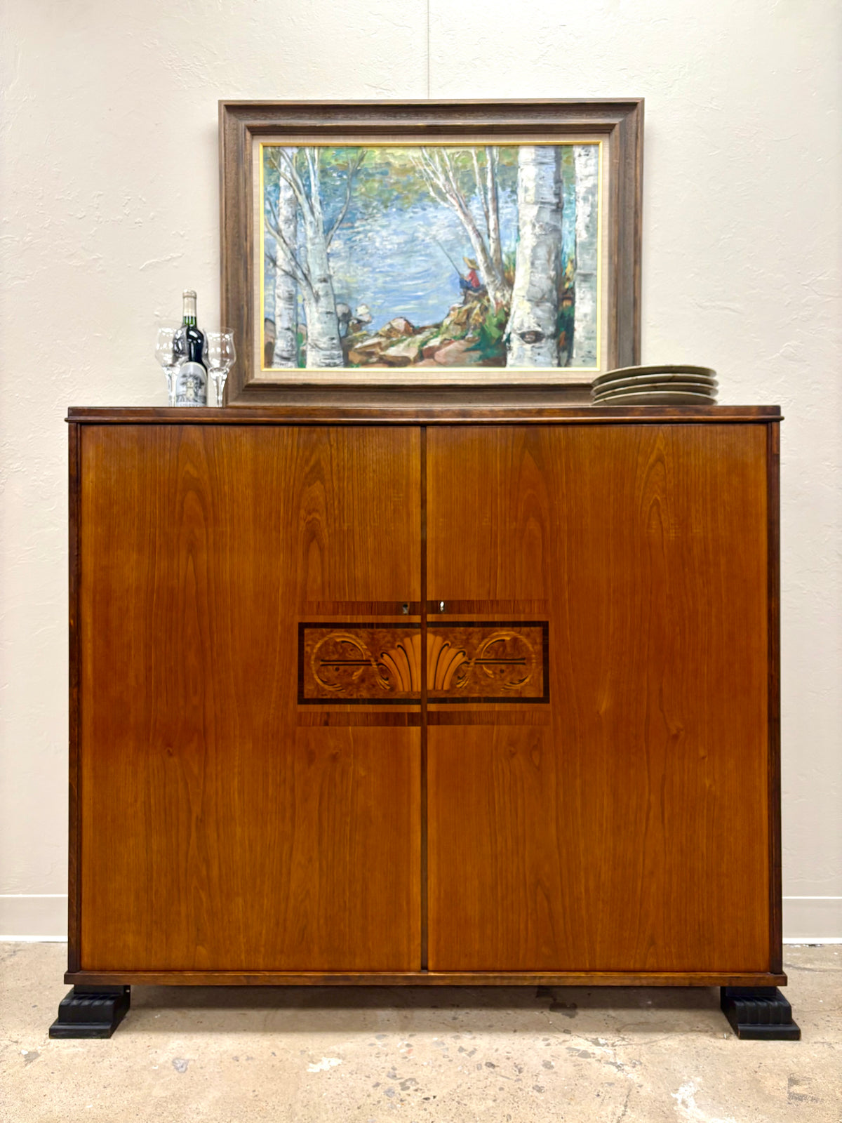 Antique Art Deco Walnut Cabinet - Sweden