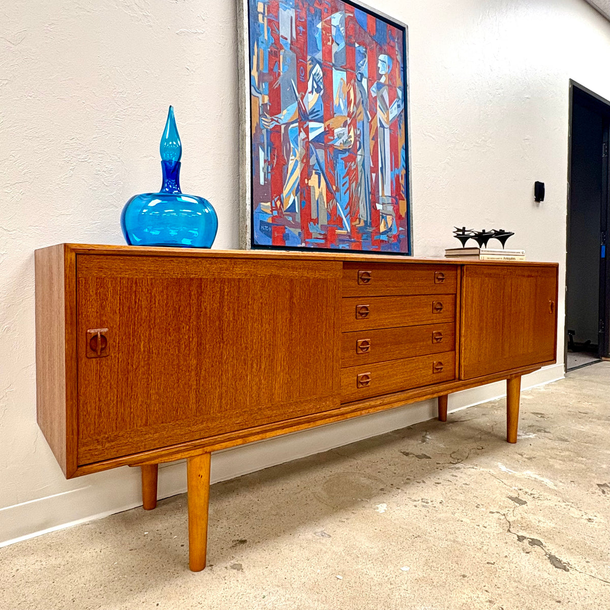 Long Mid Century Teak Sideboard/Credenza By Clausen & Sons - Denmark