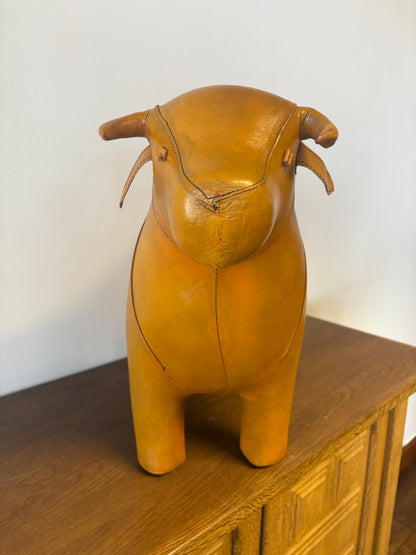 VINTAGE LEATHER BULL IN THE STYLE OF DIMITRI OMERSA