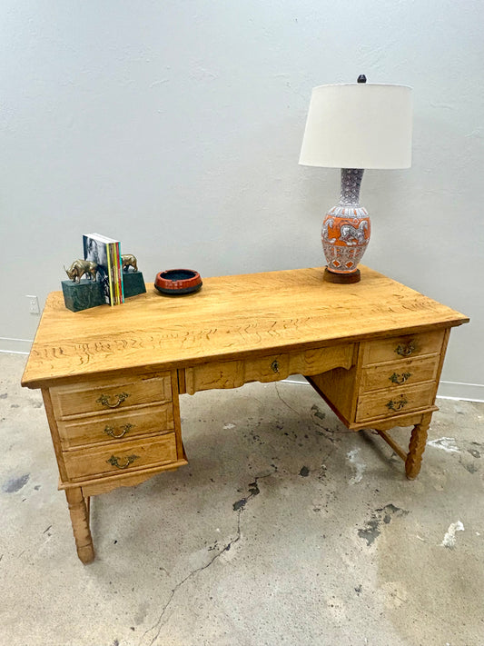 Vintage Mid Century Danish Oak Bookcase Front Desk - Denmark