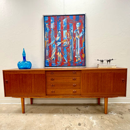 Long Mid Century Teak Sideboard/Credenza By Clausen & Sons - Denmark