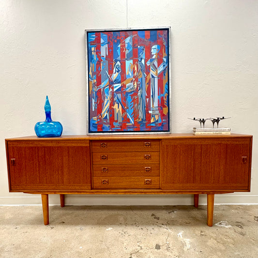 Long Mid Century Teak Sideboard/Credenza By Clausen & Sons - Denmark