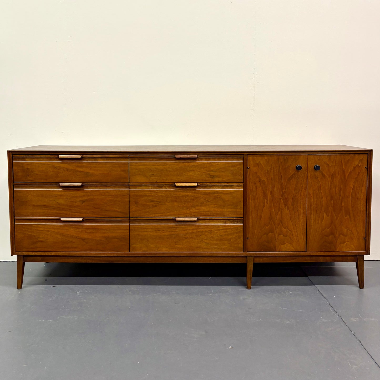 Mid Century Walnut 9 Drawer Dresser by American of Martinsville