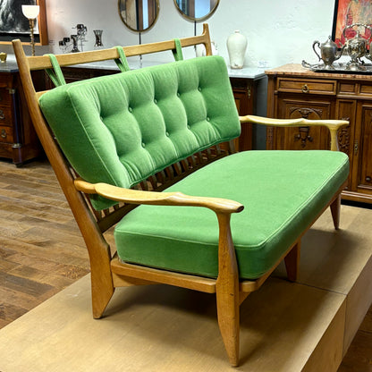 FRENCH MODERN GUILLERME ET CHAMBRON SETTEE, REUPHOLSTERED