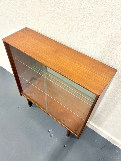 Mid Century Glass Front Mirrored Back Display Cabinet - England