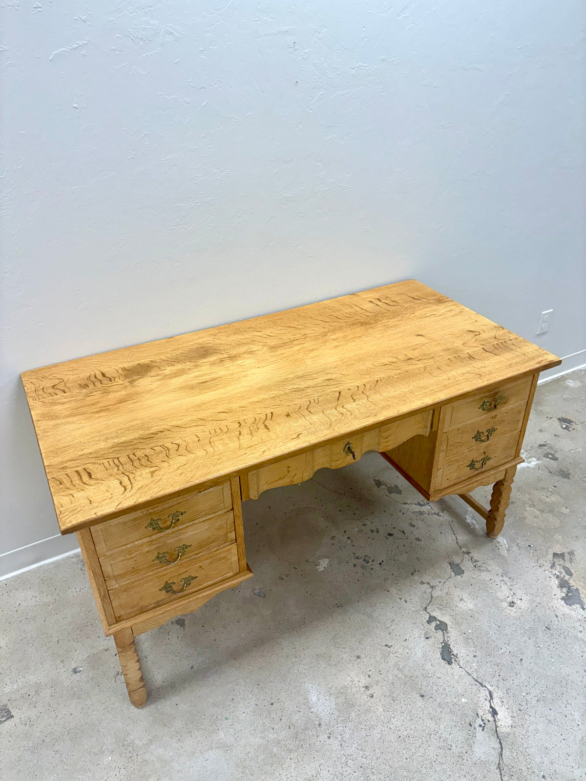 Vintage Mid Century Danish Oak Bookcase Front Desk - Denmark