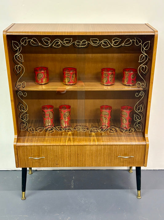 MID CENTURY ROSEWOOD DISPLAY CABINET