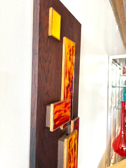 Fantastic Mid Century Tile & Walnut Art by Harris G. Strong -American